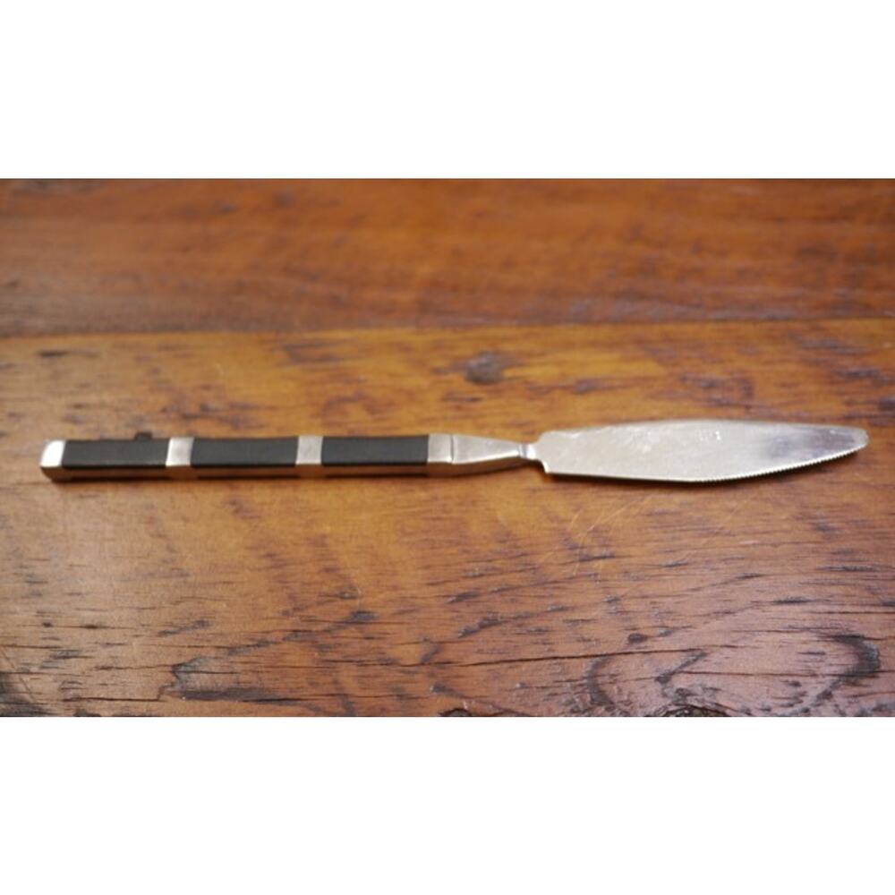 Vtg Mid Century Canoe Muffin Stanley Roberts Japan Black Stainless Butter Knife